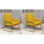 Fauteuil lounge design – Tissu velours coloré & piètement métal noir
