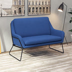 Fauteuil lounge design – Tissu velours coloré & piètement métal noir