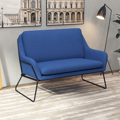 Fauteuil lounge design – Tissu velours coloré & piètement métal noir