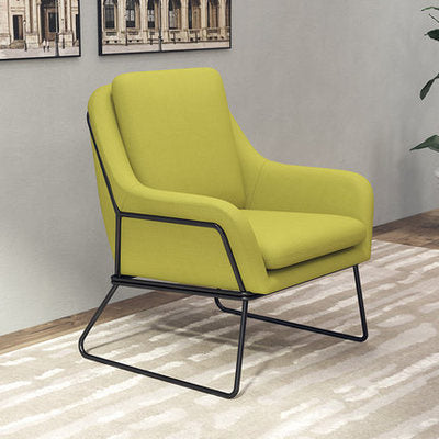 Fauteuil lounge design – Tissu velours coloré & piètement métal noir