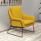 Fauteuil lounge design – Tissu velours coloré & piètement métal noir