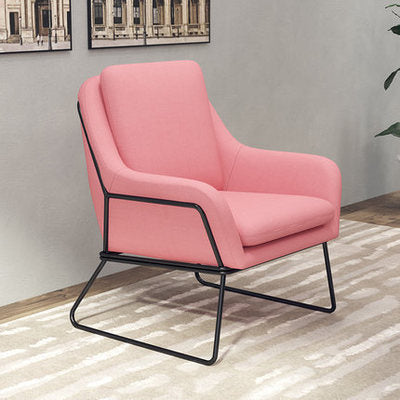 Fauteuil lounge design – Tissu velours coloré & piètement métal noir