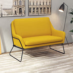 Fauteuil lounge design – Tissu velours coloré & piètement métal noir