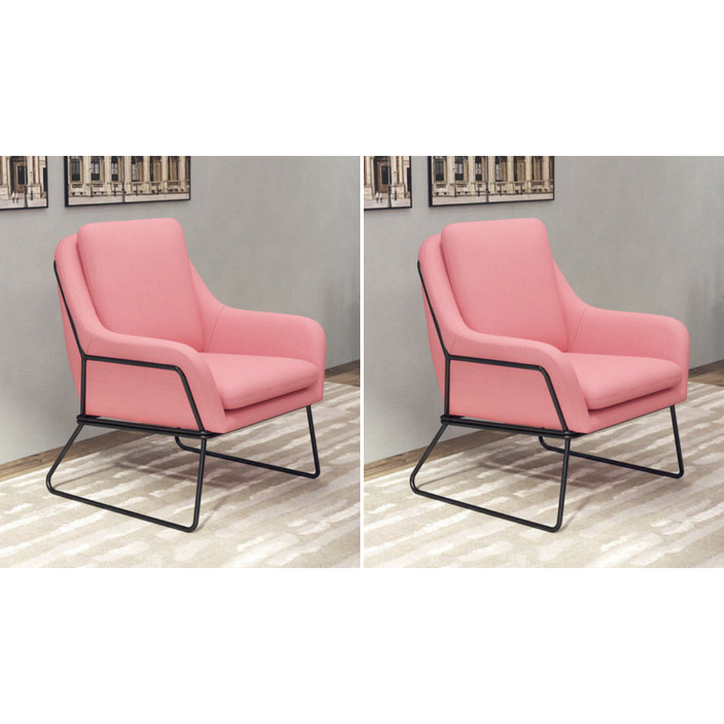 Fauteuil lounge design – Tissu velours coloré & piètement métal noir