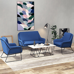 Fauteuil lounge design – Tissu velours coloré & piètement métal noir