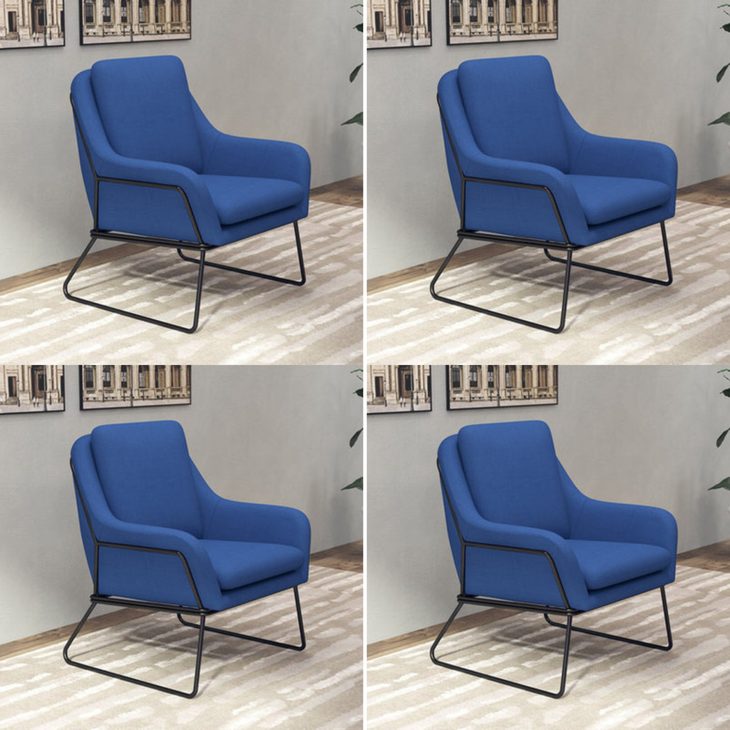 Fauteuil lounge design – Tissu velours coloré & piètement métal noir