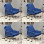 Fauteuil lounge design – Tissu velours coloré & piètement métal noir