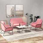 Fauteuil lounge design – Tissu velours coloré & piètement métal noir