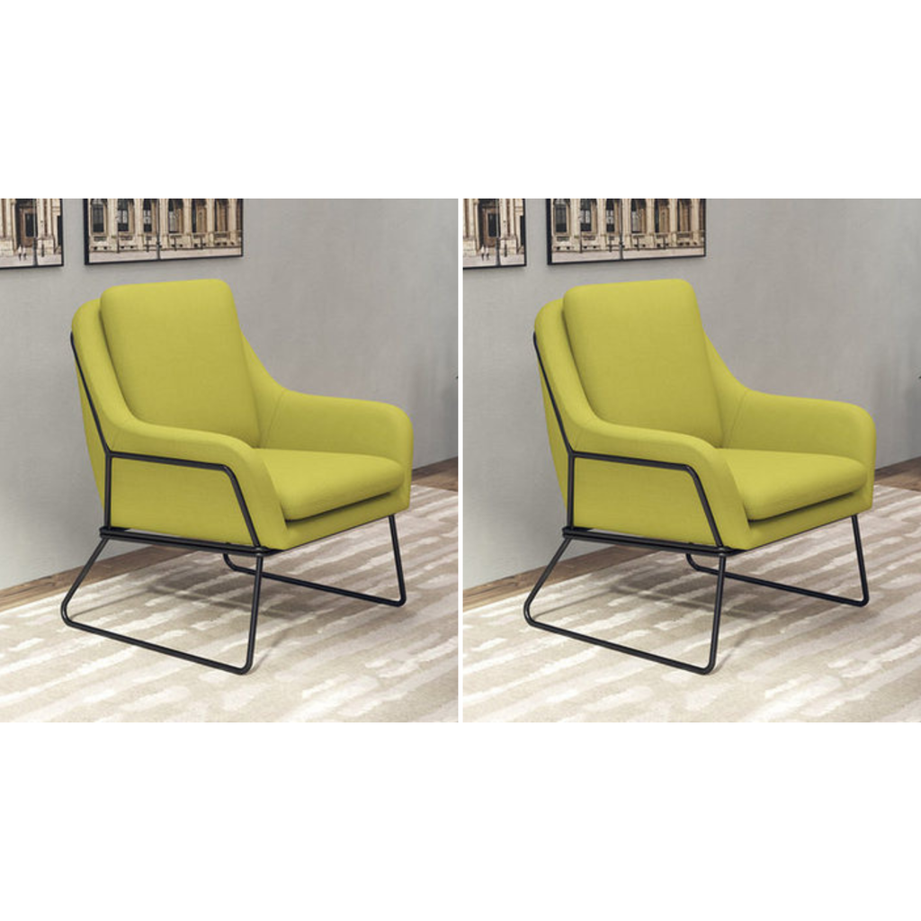 Fauteuil lounge design – Tissu velours coloré & piètement métal noir