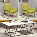 Fauteuil lounge design – Tissu velours coloré & piètement métal noir
