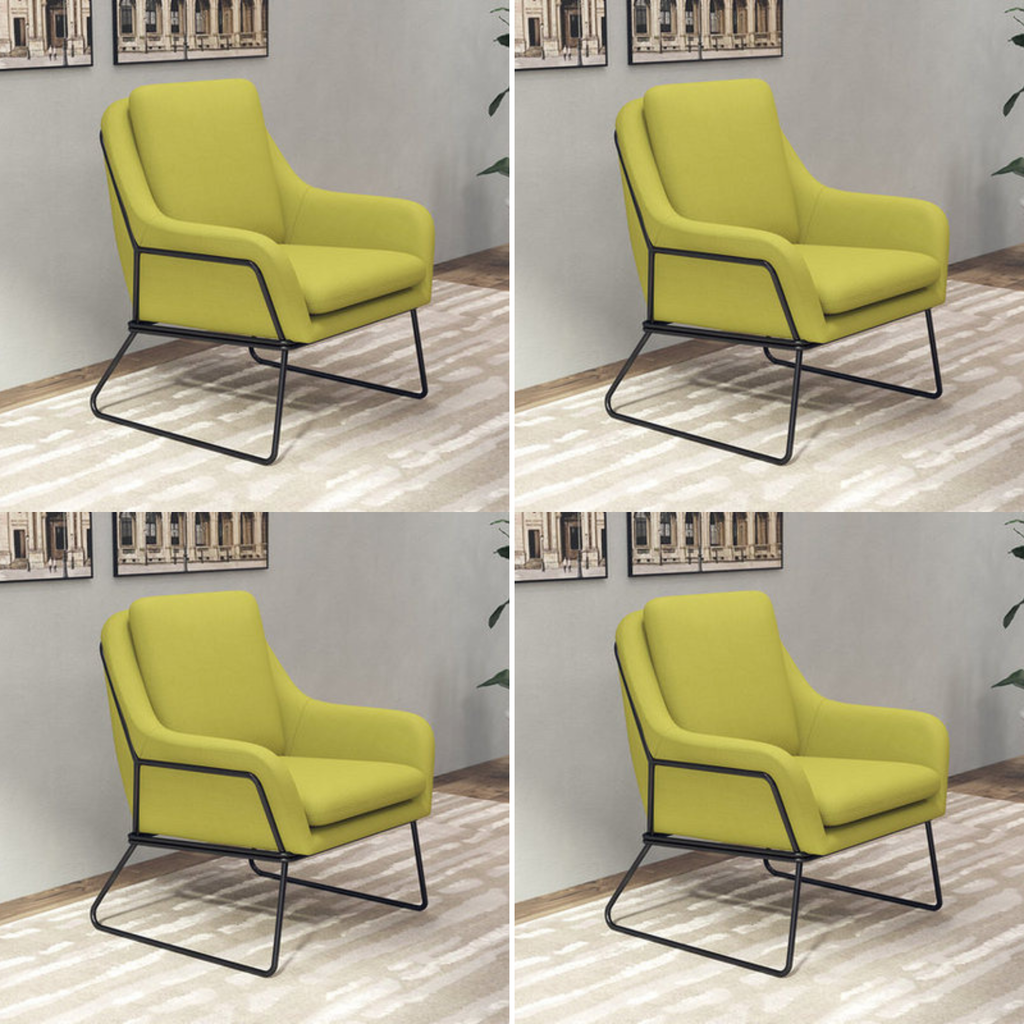 Fauteuil lounge design – Tissu velours coloré & piètement métal noir