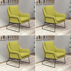 Fauteuil lounge design – Tissu velours coloré & piètement métal noir