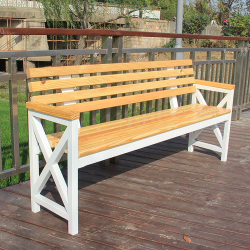 Banc d'Extérieur avec Dossier et Structure en X "PARK WOOD"