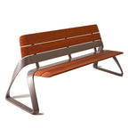 Banc Public Extérieur avec Dossier – Acier Inoxydable 304 & Bois