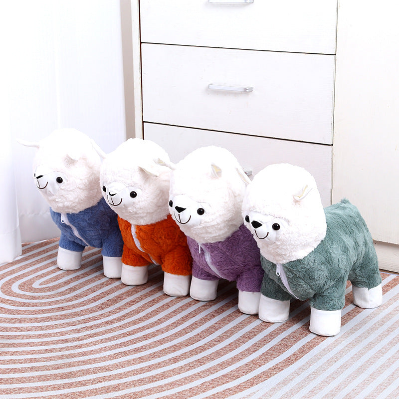 Pouf Animal Bois & Peluche "ALPAGA"