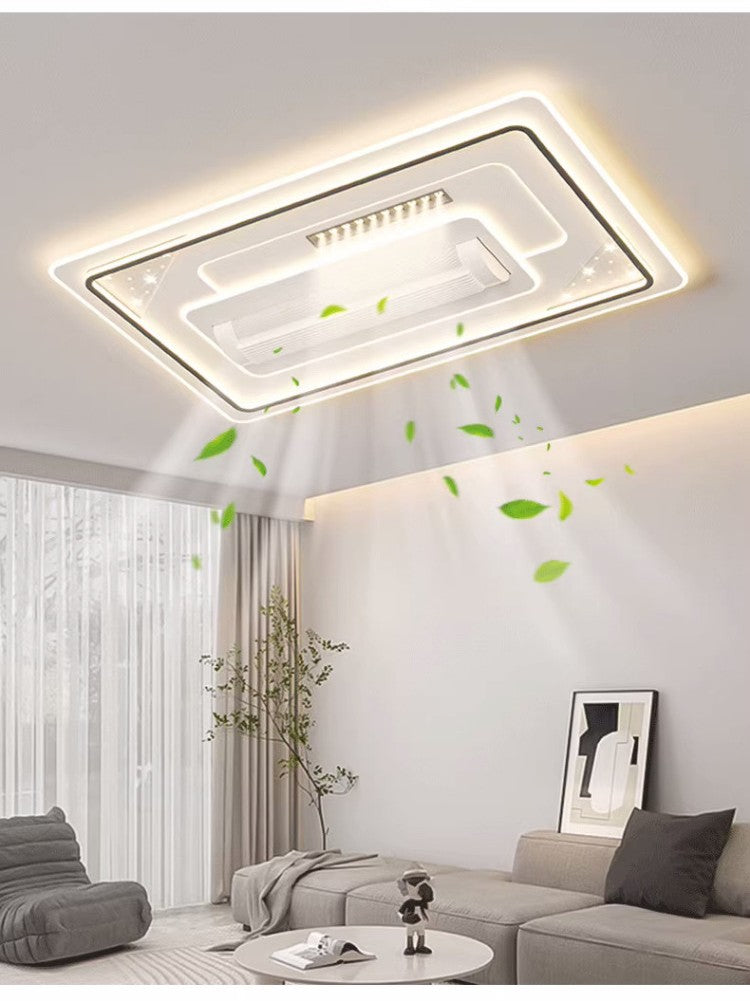 Grand Plafonnier LED Architectural Rectangulaire 155W avec Ventilateur Sans Pales Intégré "AURA-BLADELESS 110"