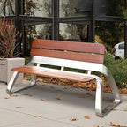 Banc Public Extérieur avec Dossier – Acier Inoxydable 304 & Bois