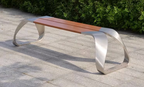 Banc Public Extérieur sans Dossier – Métal & Bois 180 cm